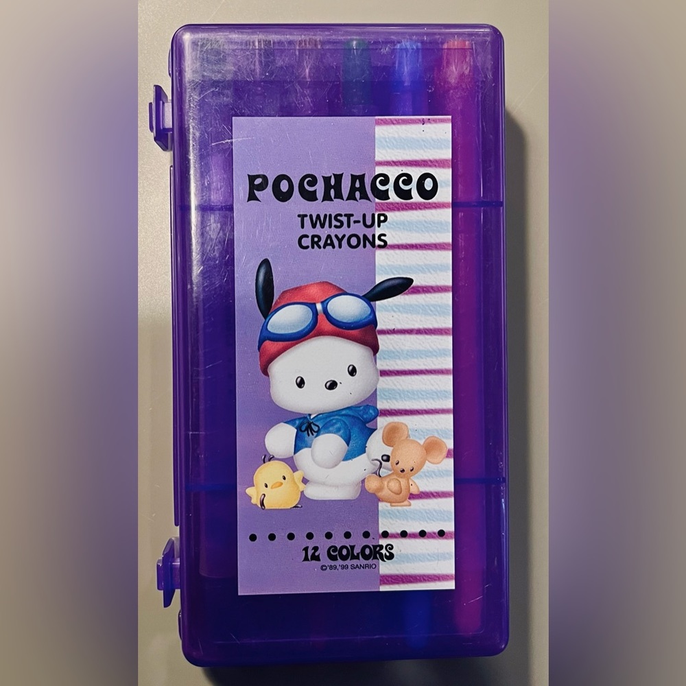 ⭐️ VINTAGE SANRIO POCHACCO ⭐️1999 VINTAGE SANRIO TWIST UP CRAYONS / 12 COLORS